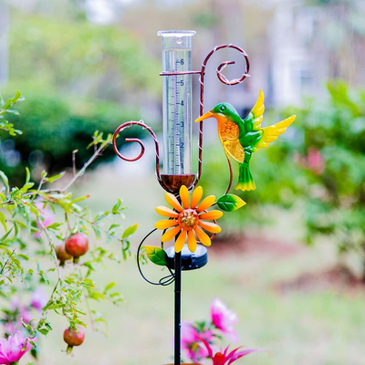 Butterfly Rain Gauge With Stand - 37.4 Inch Outdoor Precipitation Meter For Garden Monitoring