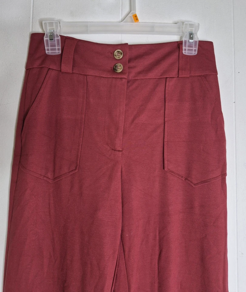 NWT LULAROE Emery Wide Leg Burgundy Dress Pants Women's Size XS - Image 3 of 4