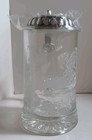 German Beer Stein w/Eagles Design, Pewter Lid Etched W/Eagle, Glass Beer Mug — photo 1