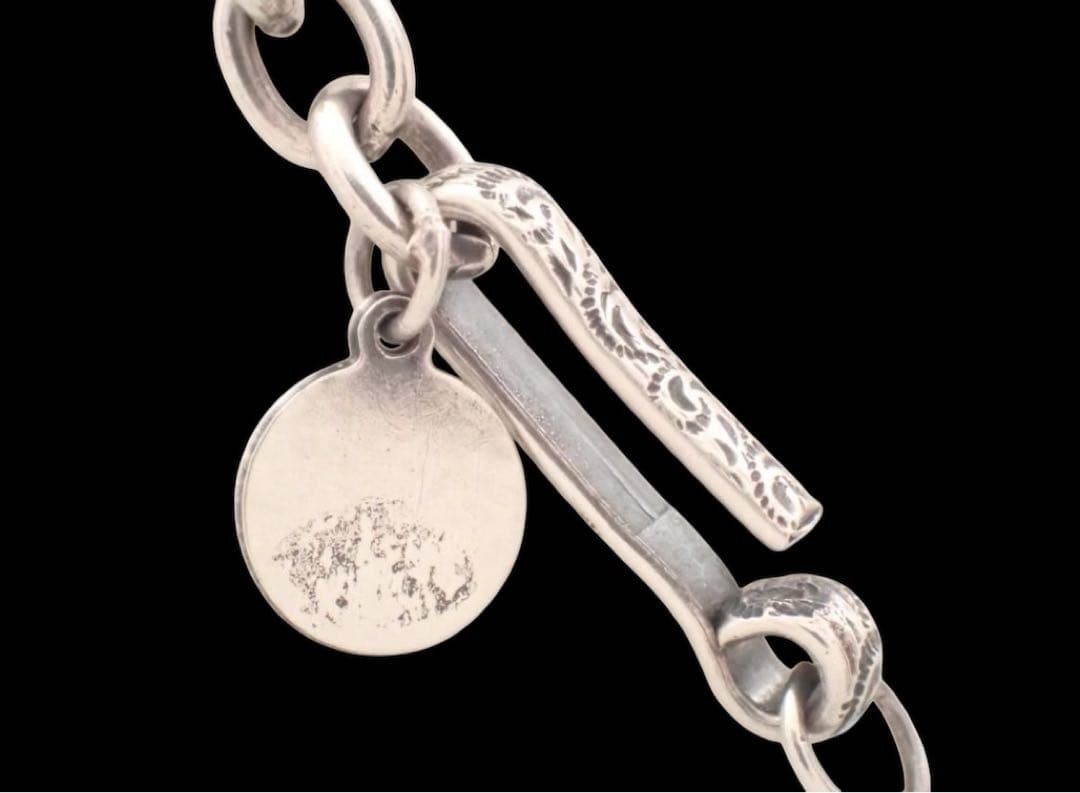 Chanel Silver Metal Pendant Necklace with Logo, Bar Style, 34cm chain, Used thumbnail 4