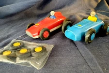 M VINTAGE (2) ELDON SLOT CARS AND WHEEL SET