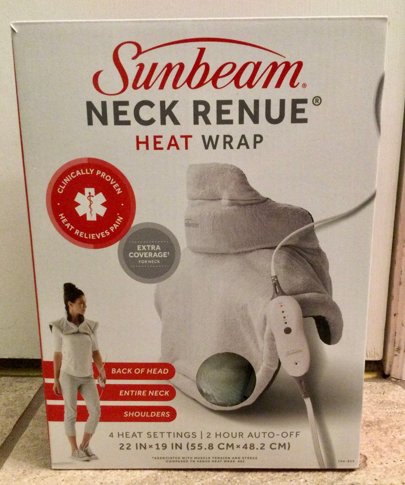 Sunbeam Neck Renue Heat Wrap Gray, Extra Coverage, 4 Heat Se