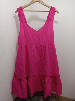 Blu Pepper Dress Dark Pink Summer Sz Lg, Lined,  Sleeveless Boho Peasant 