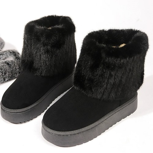 Stivali da neve donna invernali caldi slip-on peluche tacco medio impermeabili scarpe casual - Foto 7 di 9