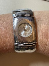 Vintage Working Shablool Ladies Watch 925 Hammered Sterling Silver  56.75g