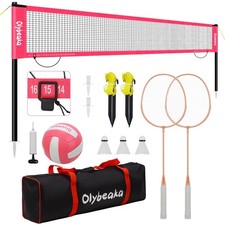 20ft Volleyball Badminton Combo Net Set Outdoor for Backyard Beach with Adj...