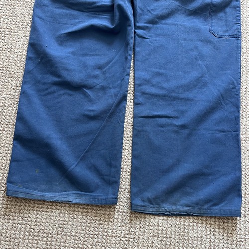 Vintage French Faded Blue Cotton Works Chore Distressed Canvas Pants - Picture 16 of 22