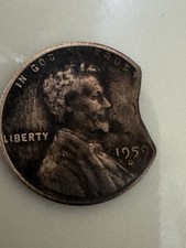 Penny 1959 D Clipped Planchet Found Metal Detecting By A Old Fishing Spot