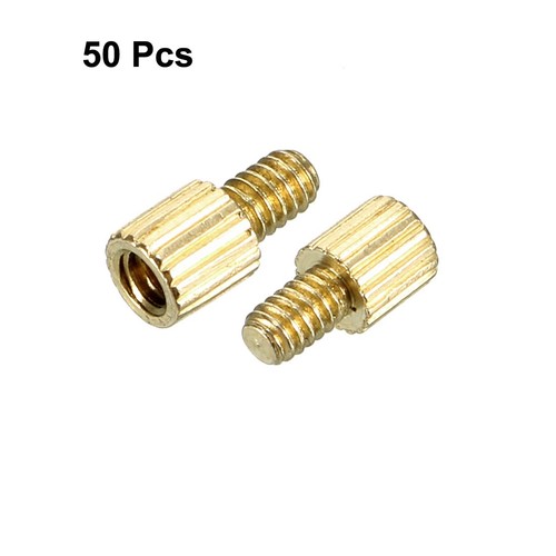 50pcs M2 3+3mm Male Thread Brass Round Standoff Spacer Screw PCB - Picture 2 of 2