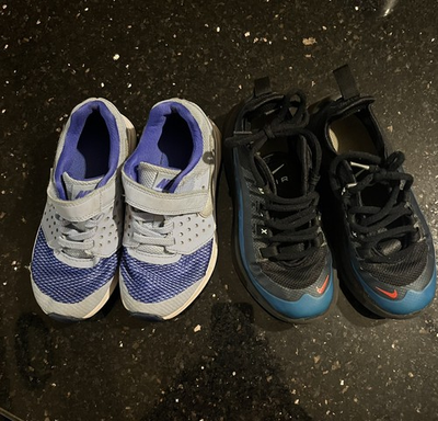 #ad Boy’s Nike Downshifter 7 amp; Nike Air Max Size 11 C Blue Athletic Sneakers $45.00