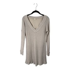 Altar’d State Tan Long Sleeve Ribbed V Neck Sweater Dress Size Small