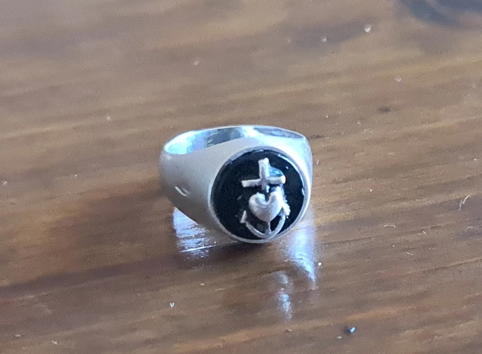 Anello el rana in argento - Simbolo fede carità speranza - Immagine 2 di 2