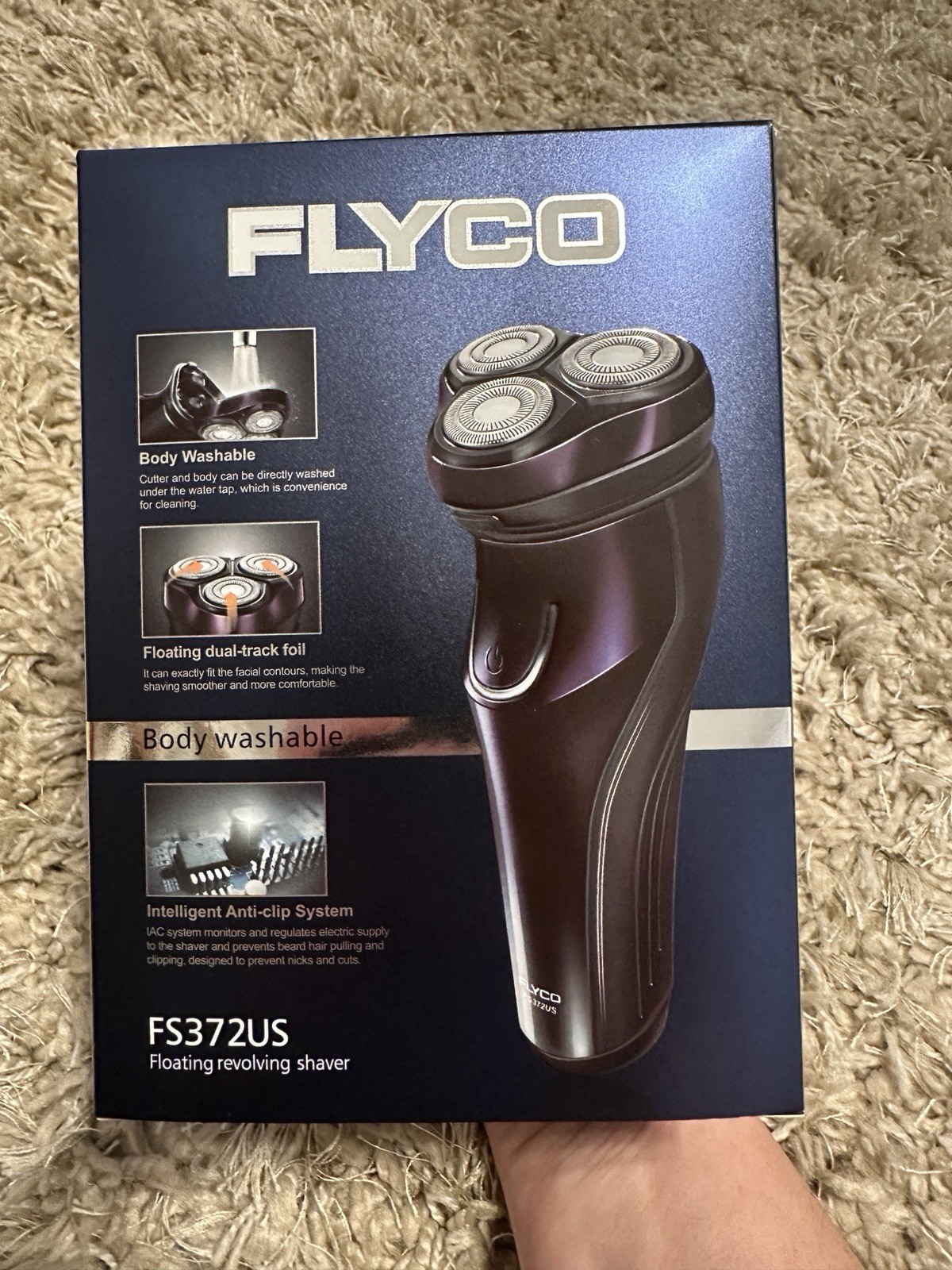 FLYCO FS372US Electric Shaver Wet Dry Washable Rotary Razor 