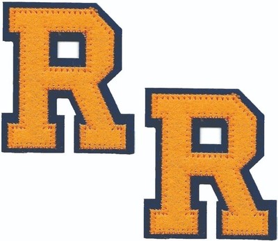 2 Gold Blue 2.5'' Varsity Letter R Iron On Patches