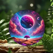 1pc 2D 2D Flat- 1pc 7.87x 7.87inch Aluminum Wall Art Sign- Vivid Cosmic Tree Sce