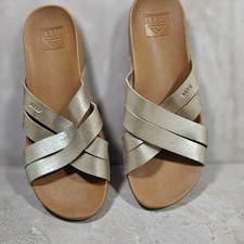 Reef Women's Cushion Spring Bloom Slide Sandals Champagne Size 8