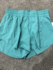 All in Motion Women's Size Medium Woven Mid Rise Run Shorts 3" Teal