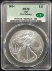 2024 Silver Eagle certified MS 70 by CAC! NO RESERVE! sku 9142