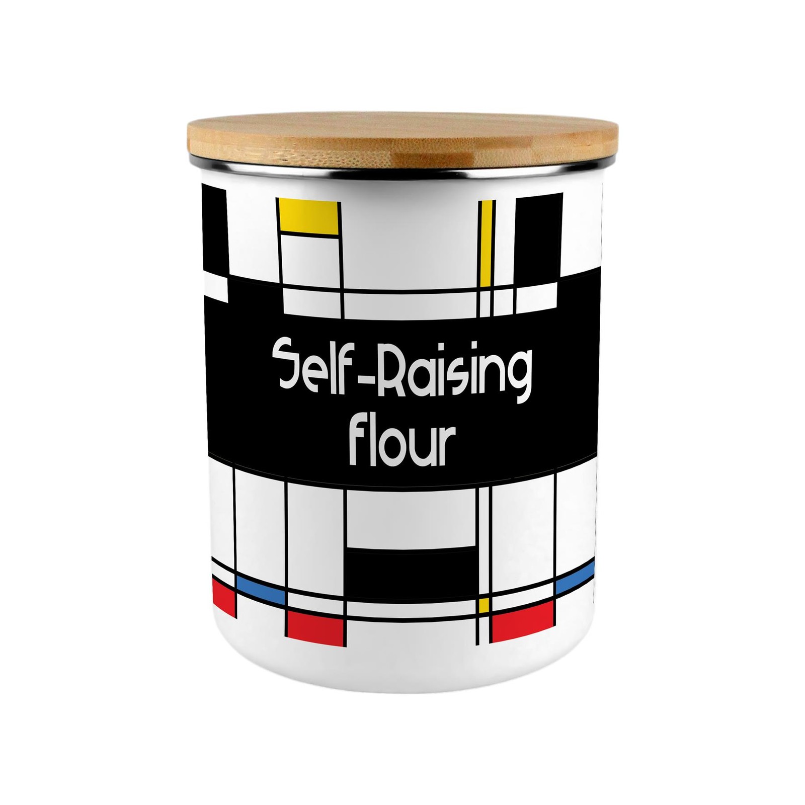 Retro Self-Raising Flour Canister - Art Deco 2.7L X-Large Enamel Kitchen Tin