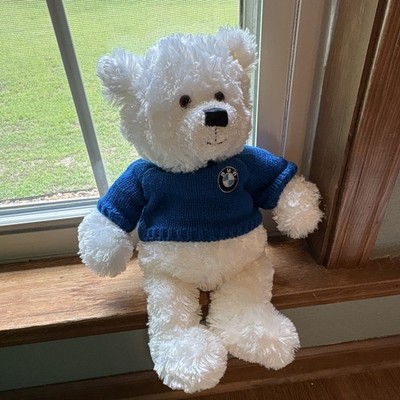 BMW by GUND White Teddy Bear Plush Blue Sweater BMW Logo Promo 2004