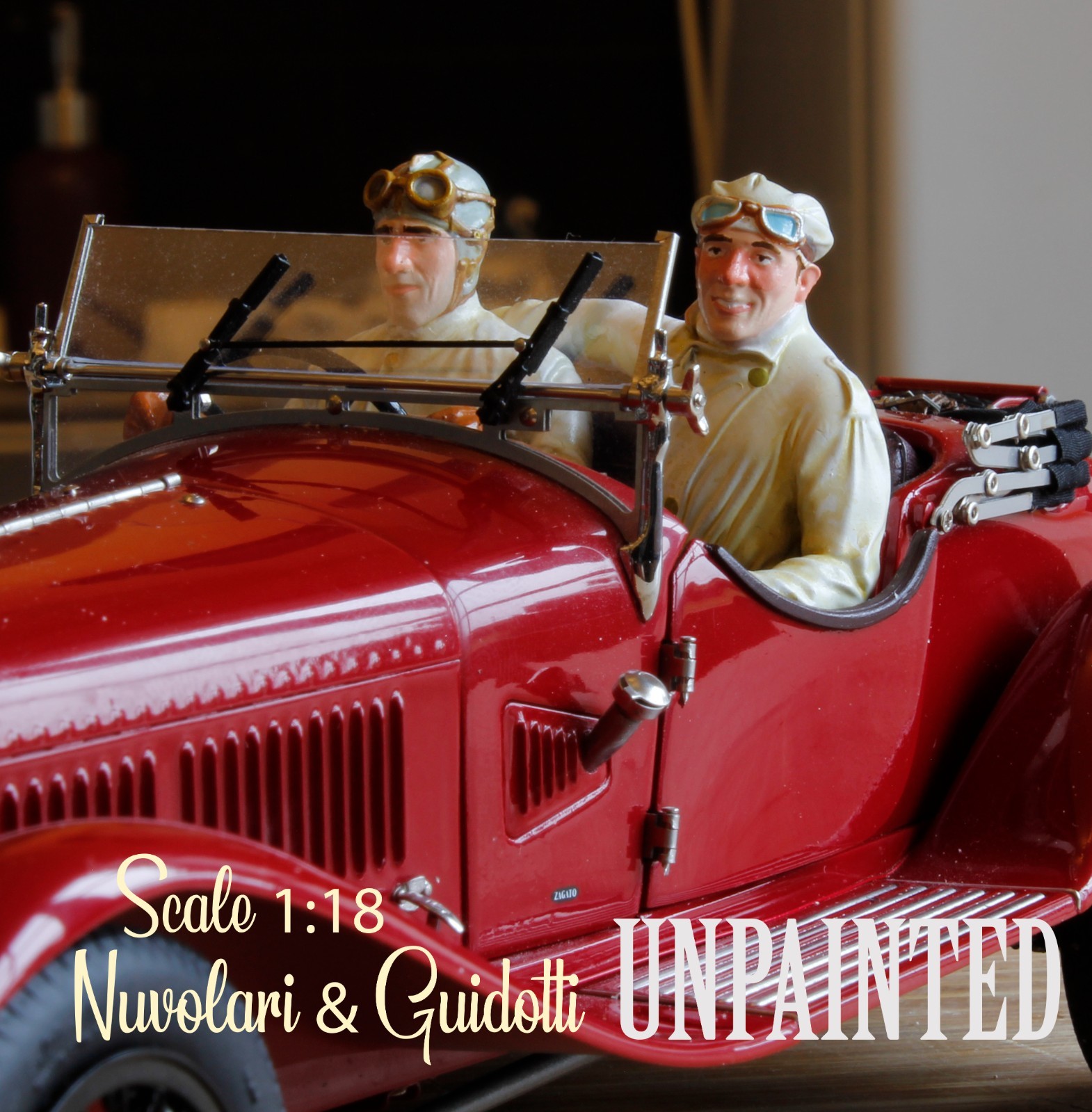 Figurines CMC 1/18 Nuvolari Guidotti miniatures non peintes pour maquette Alfa Romeo 6C