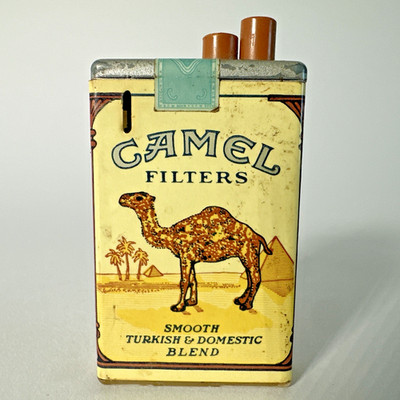 Vintage Camel Filters Push Button Lighter Tin Untested Tobacco Display