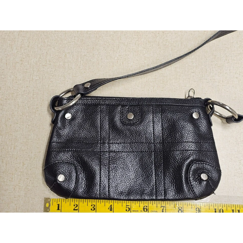 Bolso de Hombro Bolzano Para Mujer Cuero Guijarro Negro Bolsillos con Cremallera Interior Y2K Pequeño Foto 4 de 4