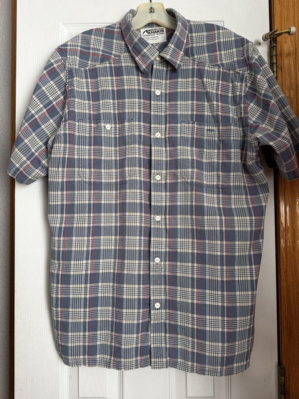 Mountain Khakis Mens XL Shirt Short Sleeve Button Up Blue & White Plaid