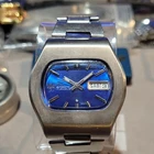 Vintage Seiko DX Automatic 17J Day/Date Blue Dial SS Bracelet 37mm