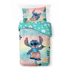 Comforter Set Kids Twin/Full Reversible Pillowcase Microfiber Blue Lilo Stitch