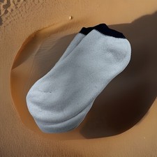 VTG Women's Navy Blue 80's Socks 9-11 Low Cut Cotton Blend USA Made White