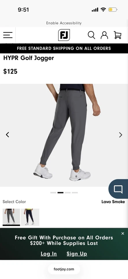 Мужские кроссовки для гольфа Footjoy HYPR 34x30 серые спортивная посадка - Изображение 2 из 4