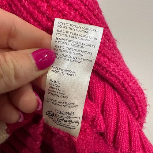 Anthropologie Maeve Tilly Sweater V-Neck Cable Knit Pink Size Medium NWT - Picture 11 of 12