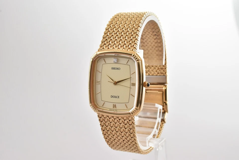 Vintage 1995 N MINT Seiko Dolce 5E31-5A90 Diamond Gold HAQ Qz Mens Watch JAPAN - Image 3 of 4