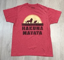 Disney Lion King Hakuna Matata Shirt Mens L Red Graphic Tee Movie Cartoon