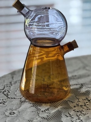 Lavender And Amber Two Compartment Oil And Vinegar Decanter - Gorgeous & Unique