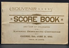 1892 Democratic Convention Souvenir Score Book Grover Cleveland Chicago June 21