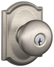 Schlage F51-PLY-CAM Plymouth Keyed Entry Door Knob Set - Nickel