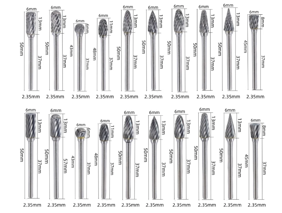 10 piezas taladros de pulido de laboratorio dental fresas de carburo de acero de tungsteno rebabas 2,35 mm Foto 3 de 4