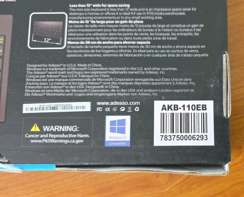 Adesso SlimTouch USB QWERTY Full Size Touchpad Desktop Keyboard - Image 3 of 3