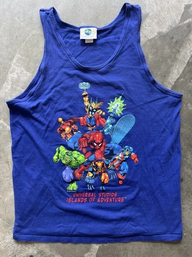 VTG Marvel 1998 Tank Top Universal Studios Size L Spider Man Wolverine The Hulk