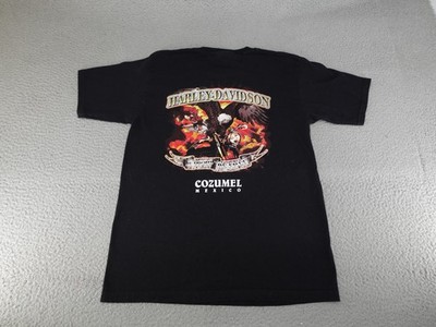 Harley Davidson Shirt Mens Medium Black Eagle Cozumel Mexico Biker Motorcycle