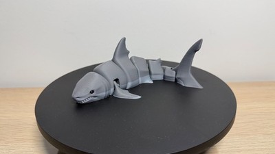 Super Flexi 3D Printed Great White Shark Fidget Toys 18.5cm Full Colour