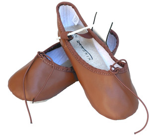 DANSKIN NWT BROWN FAUX LEATHER BALLET SLIPPERS IN CHILDREN'S SIZE 12