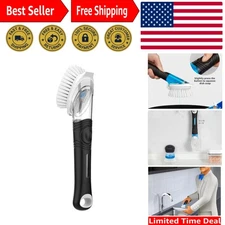 Effortless Soap Dispensing Dish Brush for Kitchen Cleaning - Black, Durable D...