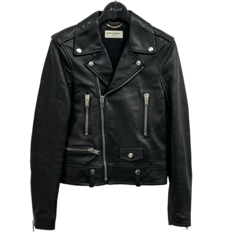 Giacca Moto Saint Laurent Paris Classica Pelle Nera Taglia 38 Uomo Italia
