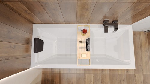 Badewanne Rechteck Wanne Bad 165x75 Ablaufgarniture & Füße + Bambus Ablage - Bild 3 von 12