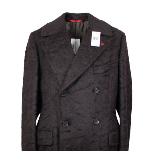 NWT ISAIA Dark Brown Shearling Texture With Back Vent Coat Size 50 $7000 - Picture 2 of 4