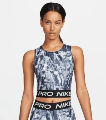 NEW Nike Pro Dri-Fit DQ5566-010 Allover Black Training Tank Top Women's S