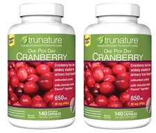 2 PACK TRUNATURE PACRAN CRANBERRY 650 MG., 140 VEGETARIAN CAPSULES